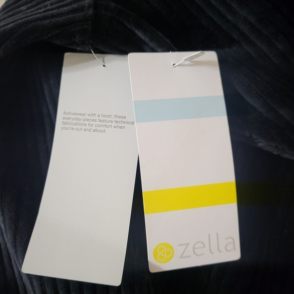 Zella Womens Black Velvet Sweatshirt Ribbed W Pockets New - Cozy Relaxed Winter - Picture 2 of 9